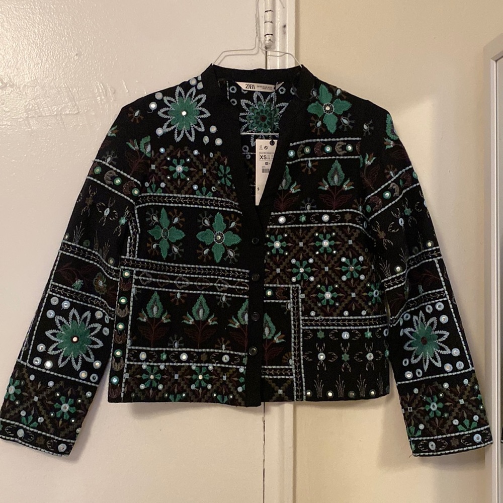 Zara embroidered blouse jacket.